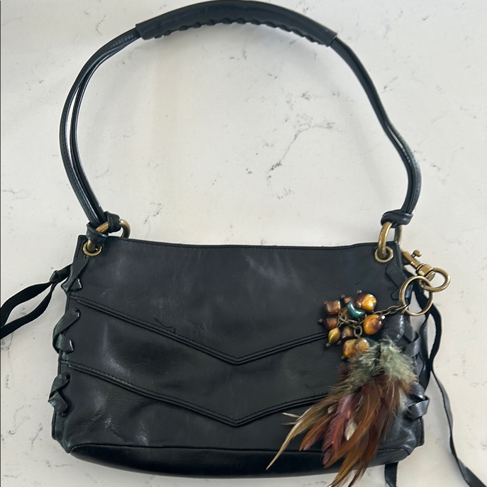 Boho leather clutch